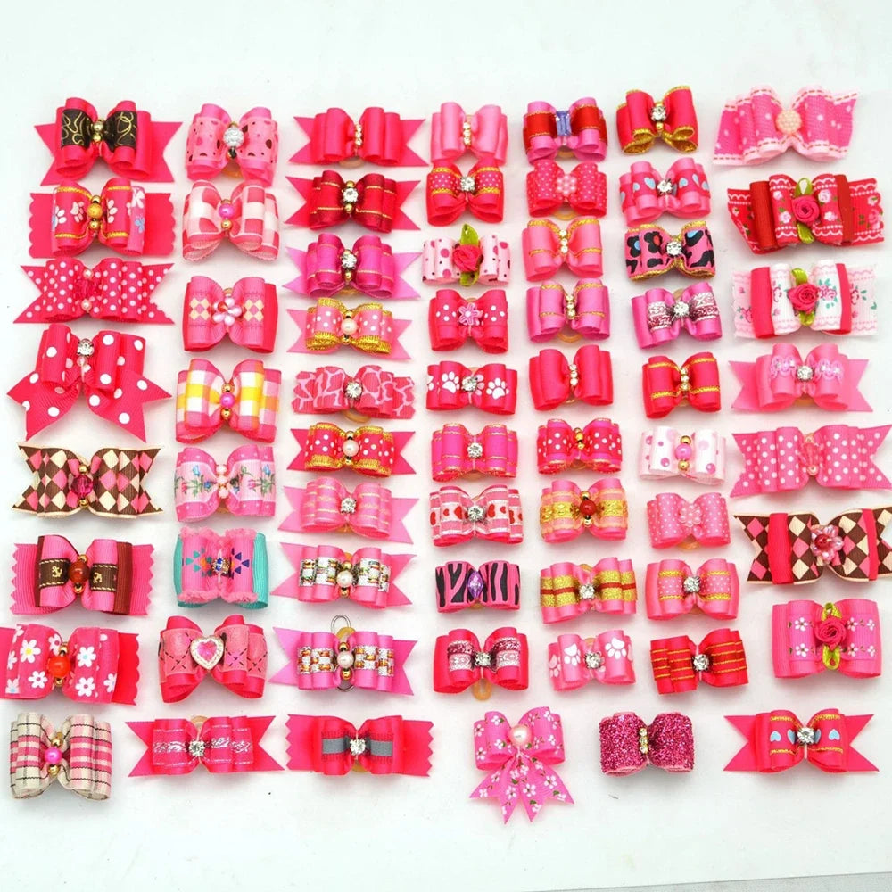 50/100pcs Handmade Pet Dog Bow Diamond Pearl - ProPawPet.com