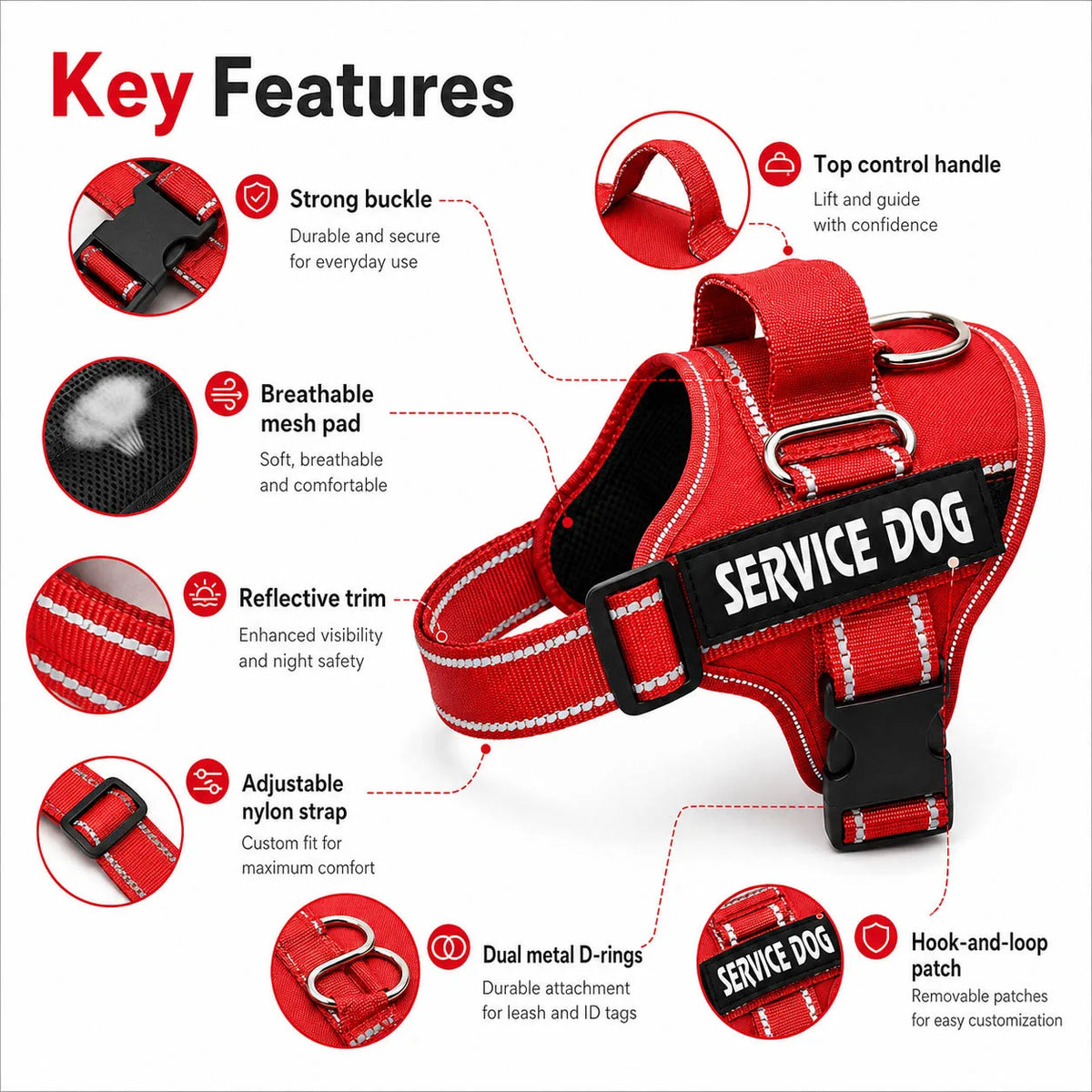 Nylon Dog Harness Personalized Reflective - ProPawPet.com