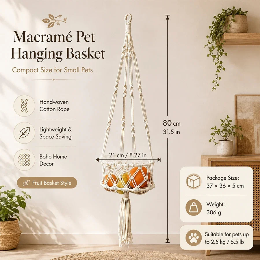 Cotton Boho Macrame Hanging Pet Hammock – Small Pet Supplies