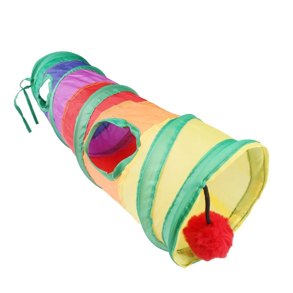 Rainbow Leopard Print Foldable Pet Tunnel - ProPawPet.com