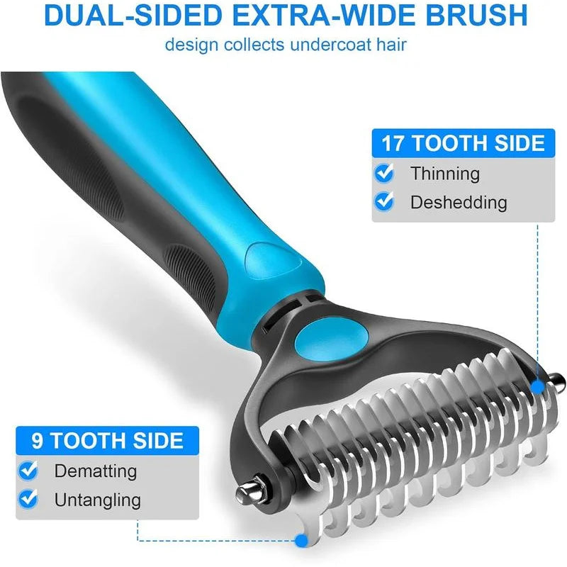 2in1 Stainless Pet Deshedding Brush Dog Hair - ProPawPet.com