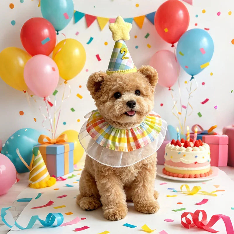Dog Birthday Hat Bandana New Rainbow Style - ProPawPet.com