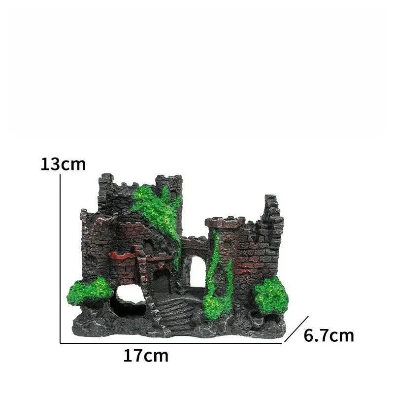 ● Resin Castle Shape Fish Tank Ornament – 7 Colors
