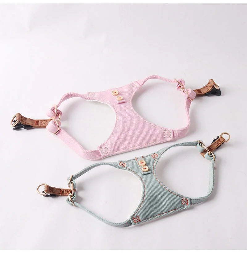 Cotton Denim Dog Harness & Pet Leash Set - - ProPawPet.com