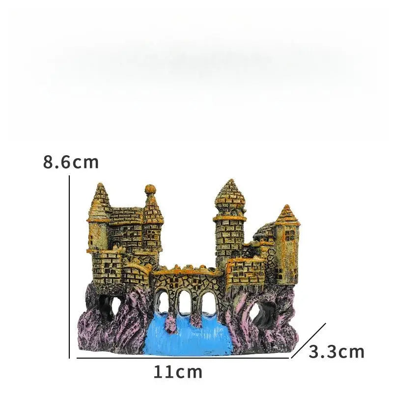 ● Resin Castle Shape Fish Tank Ornament – 7 Colors